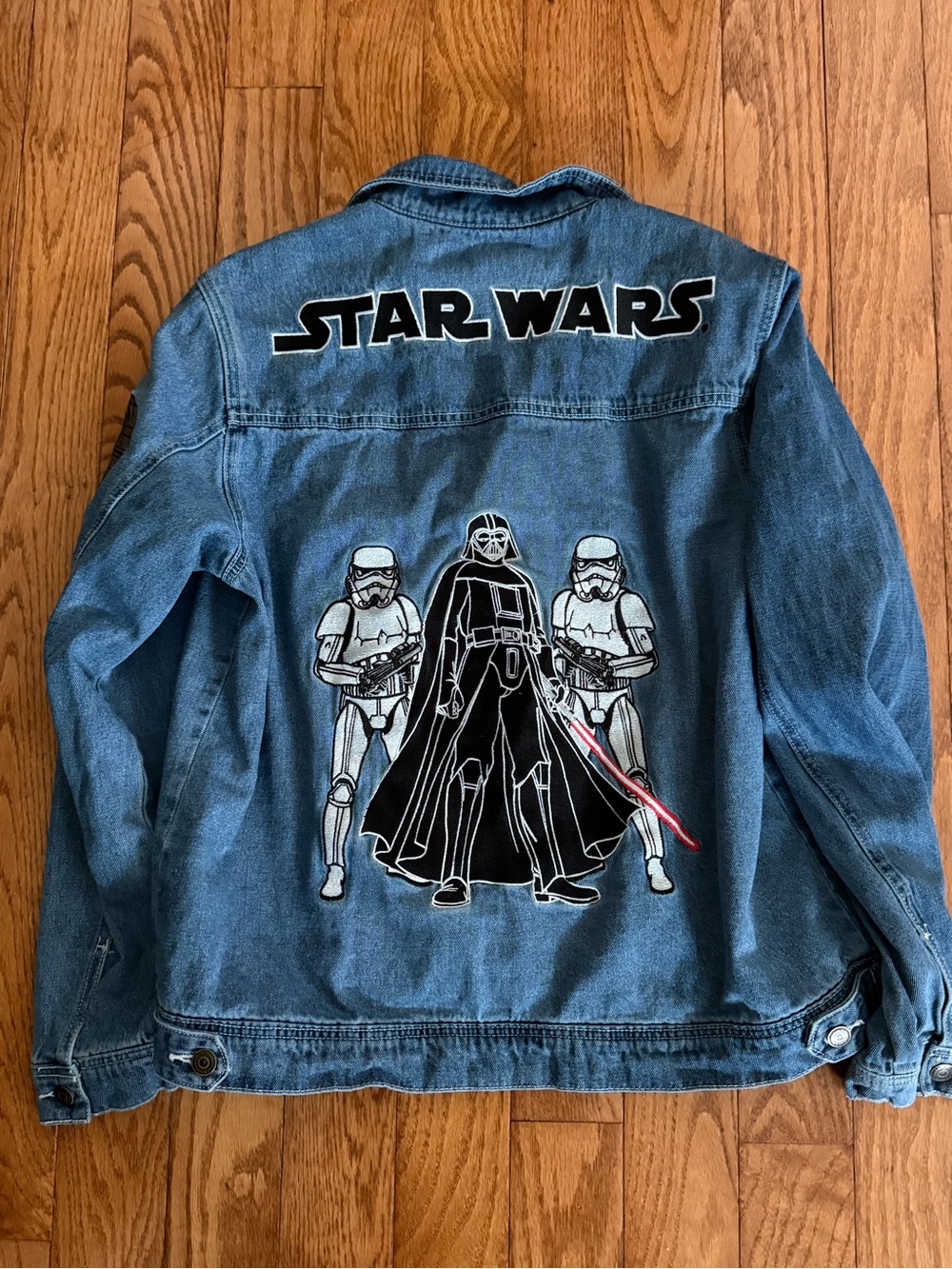 Star Wars Size XL Cakeworthy Denim Jean Jacket, Embroidered Darth Vader